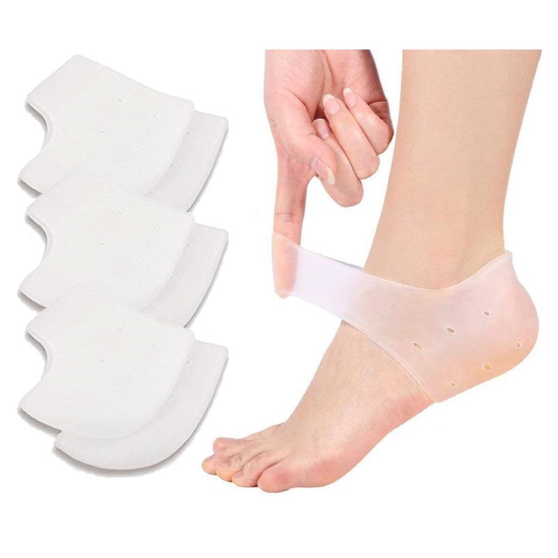 VivoFoot 3 Pairs Gel Heel Protectors  Blister Prevention Heel Sleeves  Silicone Heel Cups & Ankle Protectors for Heel Pain and Cracked Heels Relief for Men and Women - Image 1